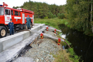 Забор воды пожарным автомобилем